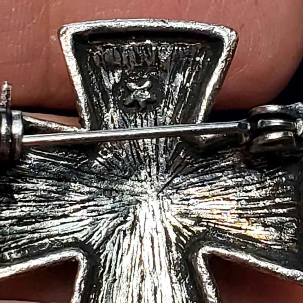 Clear Rhinestone Cross Silver Tone  Vtg Unsigned 1